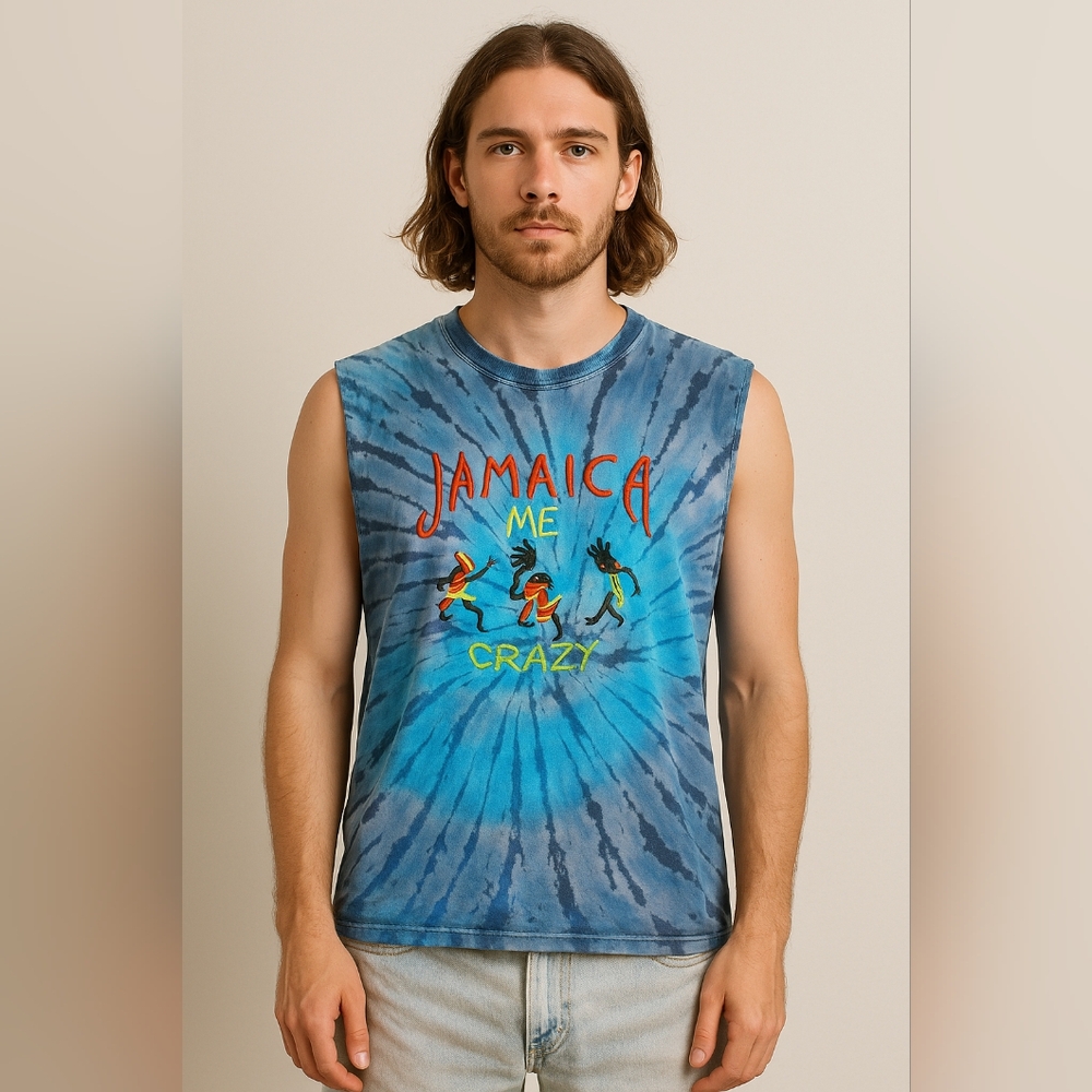 Unisex Y2K Vintage Tie-Dye “Jamaica Me Crazy” Tank – Style Icon – Size M